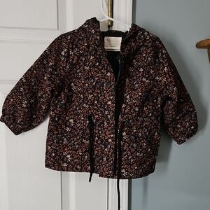 Rylee + Cru Black Floral Raincoat